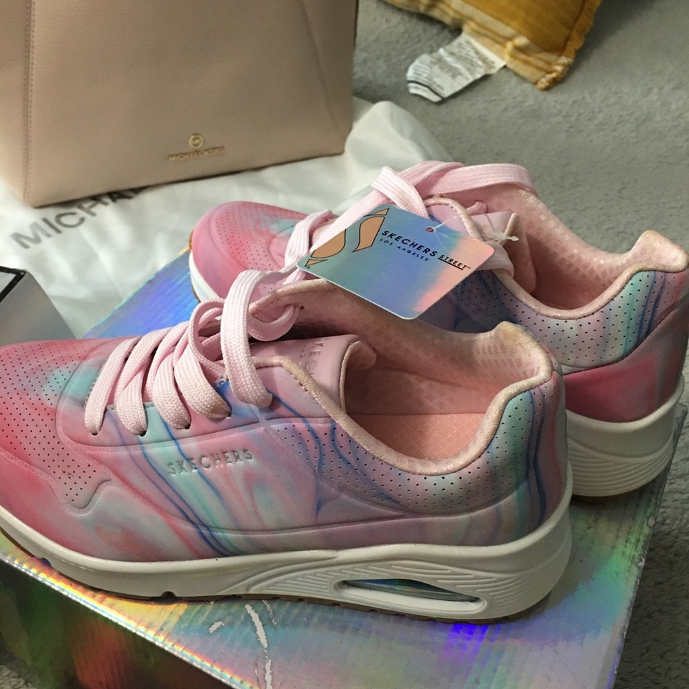 BOBS from Skechers Pink Pastel Tie-Dye Kids Sneakers